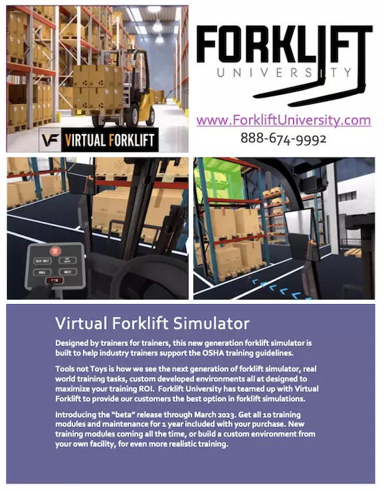 forku virtual forklift simulator brocure